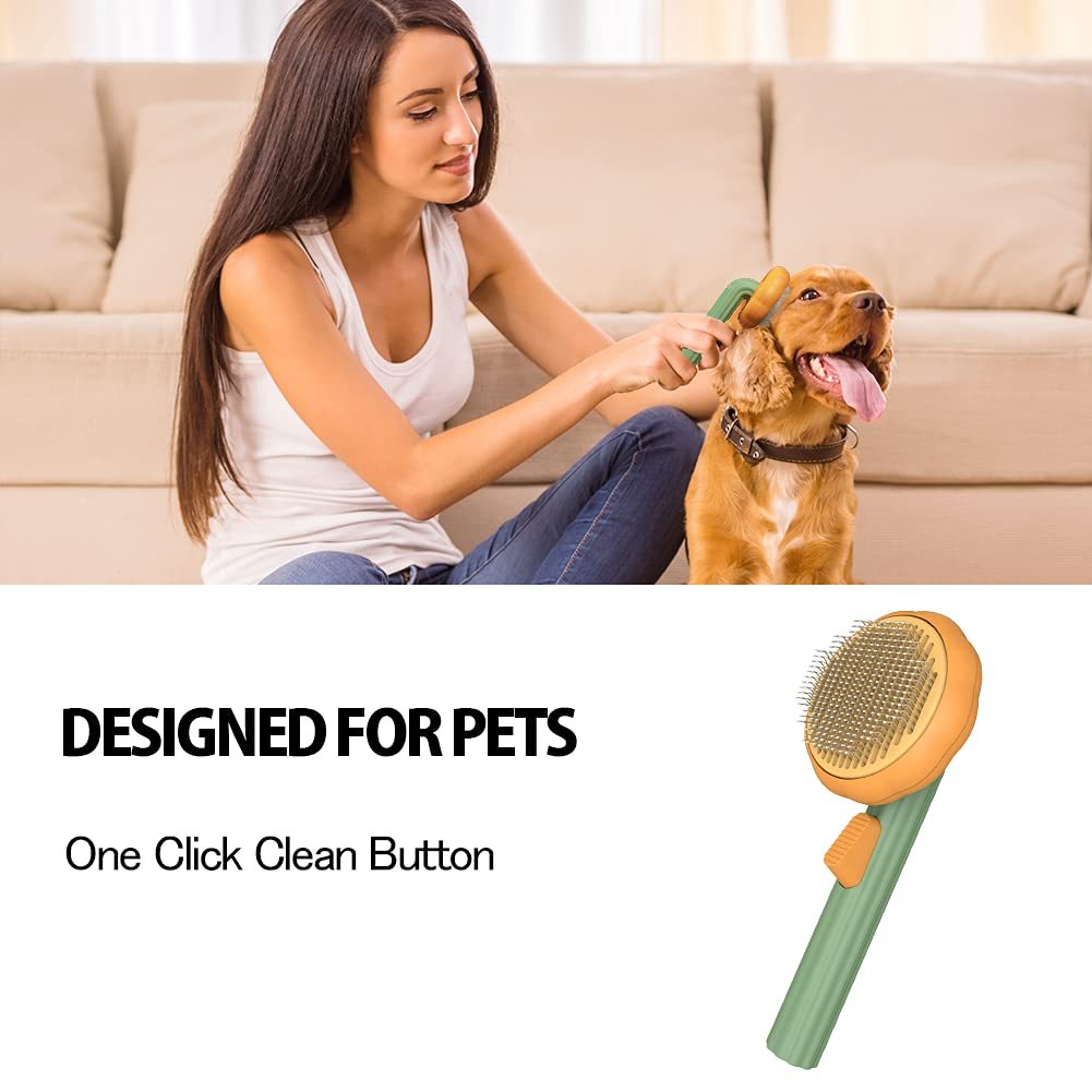 Pet Pumpkin Self-Cleaning Slicker Brush