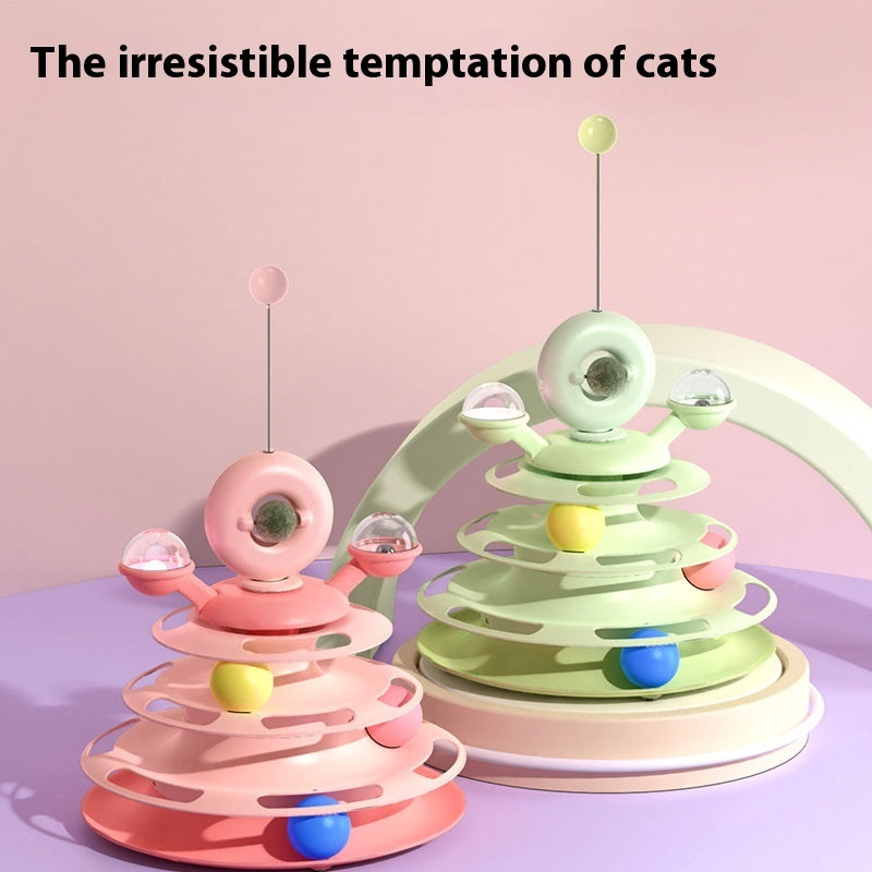 4-Level Interactive Cat Toy Tower with Roller Balls