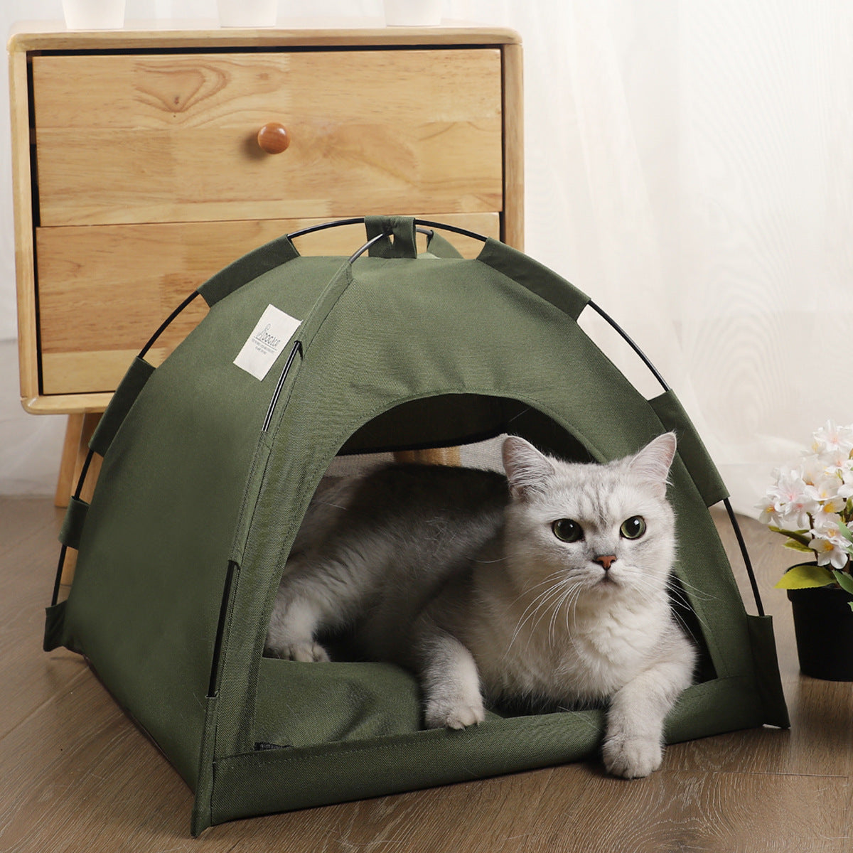 Portable Cat Tent Bed with Removable Non-Slip Pad