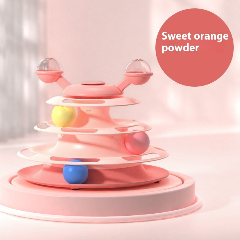 4-Level Interactive Cat Toy Tower with Roller Balls