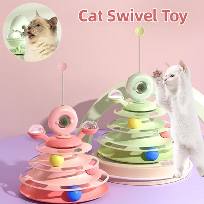 4-Level Interactive Cat Toy Tower with Roller Balls