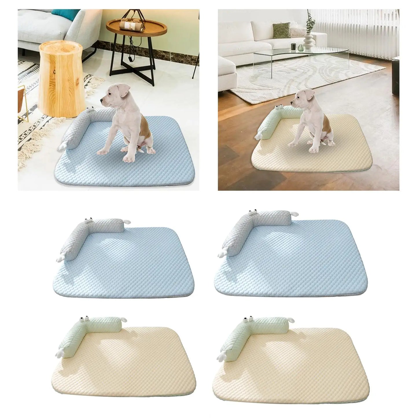 BreezeEase Natural Cooling Pet Bed with Neck Guard