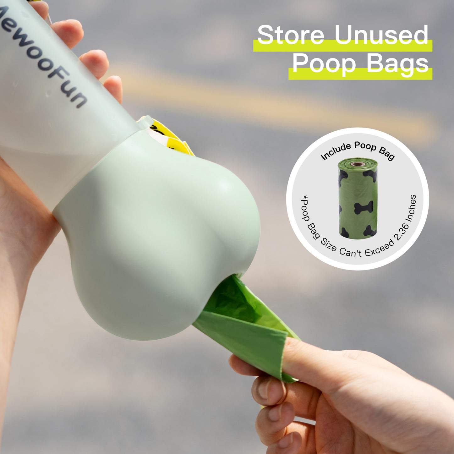 Pet Water & Food Bottle with Poop Bag Dispenser