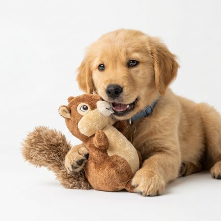 Indestructible Squeaky Plush Squirrel Dog Toy