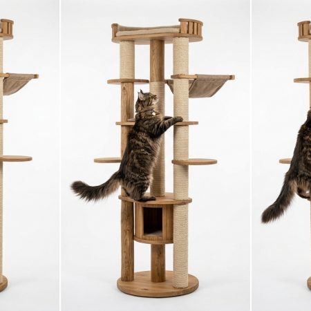 Luxury Solid Wood Multi-Level Cat Tree Tower